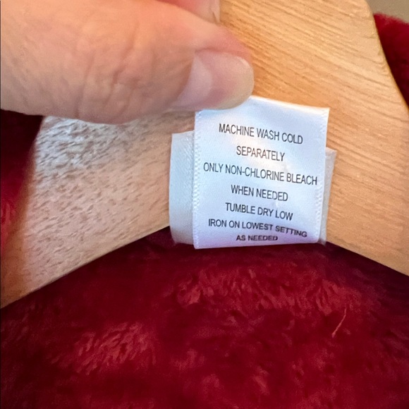 Natori Sz S Plush Dark Red Midi Robe - Picture 5 of 10